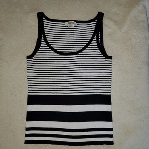 Michael Kors Women's Ribbed Tank Top Black White Striped Size Medium